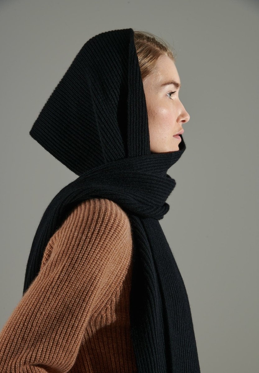 Écharpe unisex en cachemire 4 fils noir - UNI 10